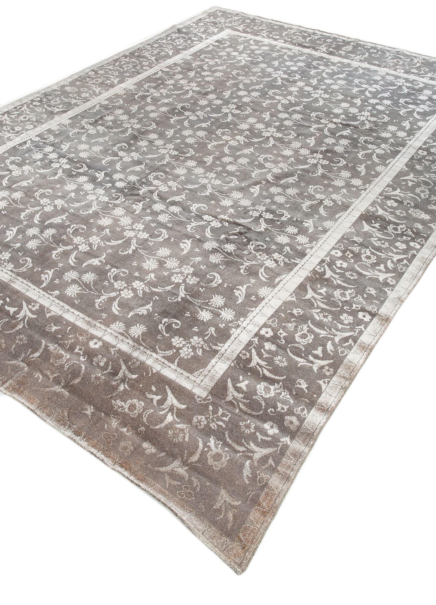 Azalea Grey & Black Hand Knotted Wool & Silk Rugs-Pae-6140-Jaipur Rugs ZA