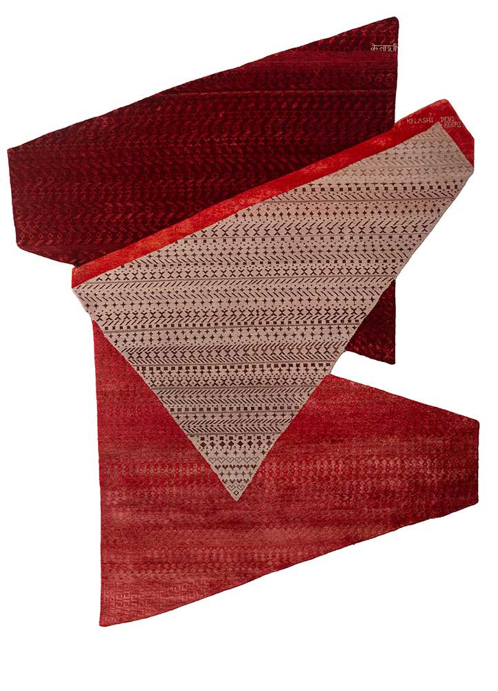 manchaha pink and purple wool and bamboo silk hand knotted Rug