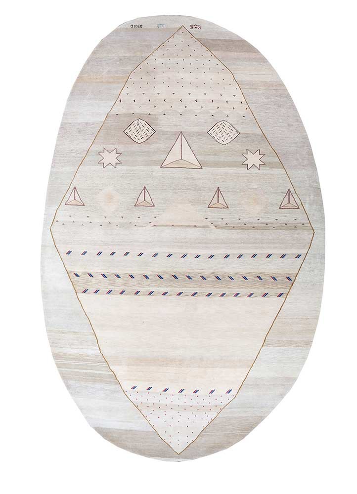 freedom manchaha ivory wool and silk hand knotted Rug