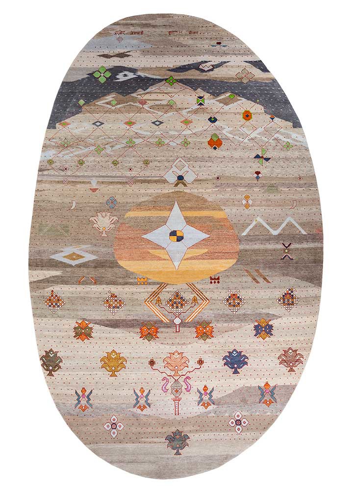 freedom manchaha ivory wool and silk hand knotted Rug