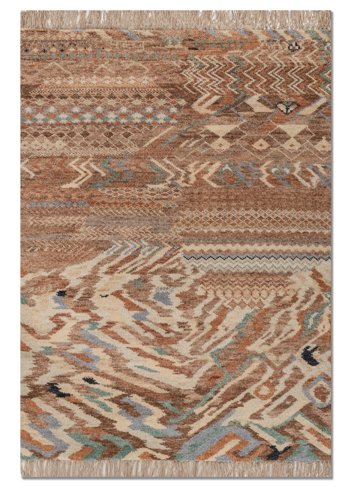 manchaha red and orange wool hand knotted Rug