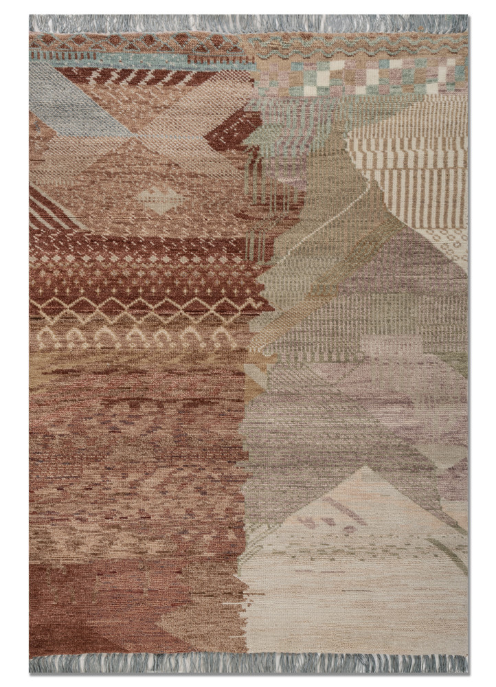 manchaha red and orange wool hand knotted Rug
