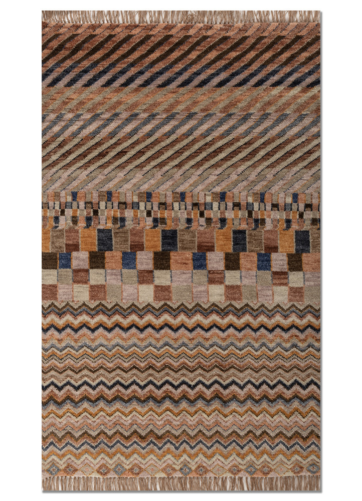 manchaha red and orange wool hand knotted Rug