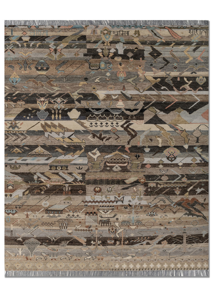 manchaha ivory wool hand knotted Rug