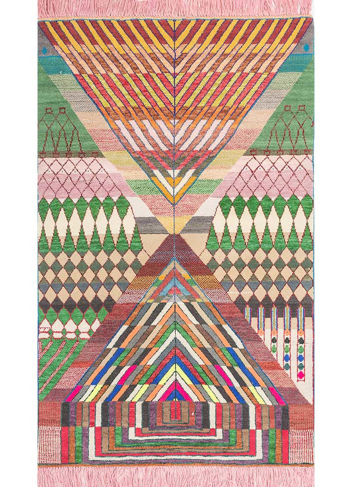 manchaha red and orange wool hand knotted Rug