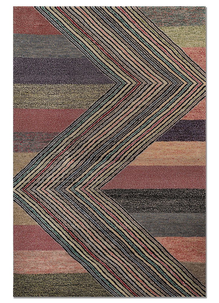 manchaha grey and black wool and bamboo silk hand knotted Rug