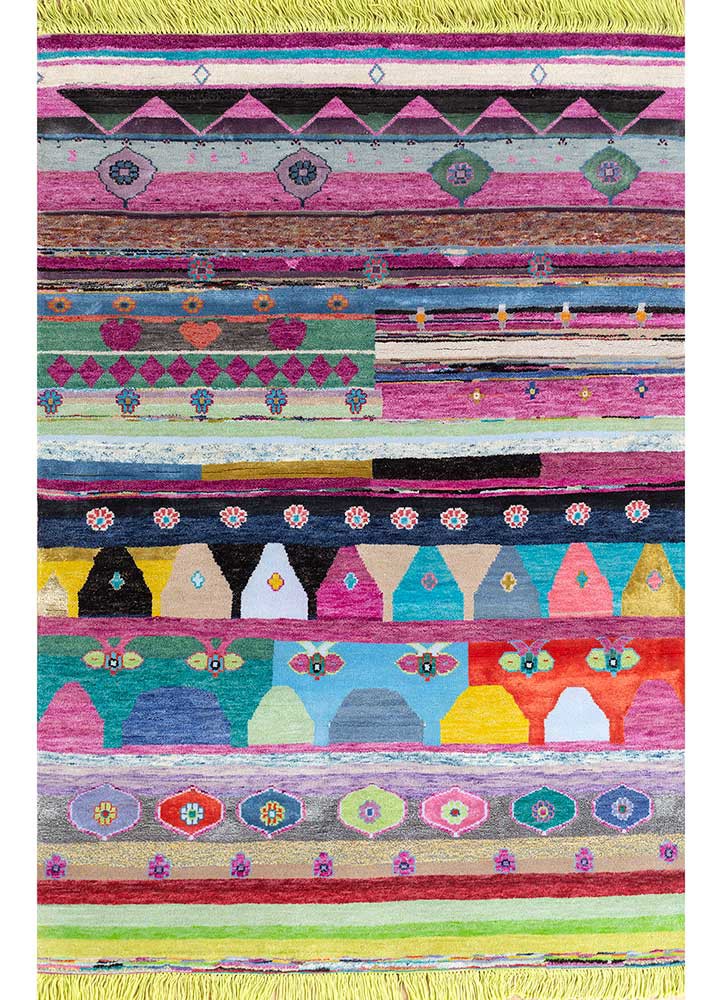 freedom manchaha multi wool and bamboo silk hand knotted Rug