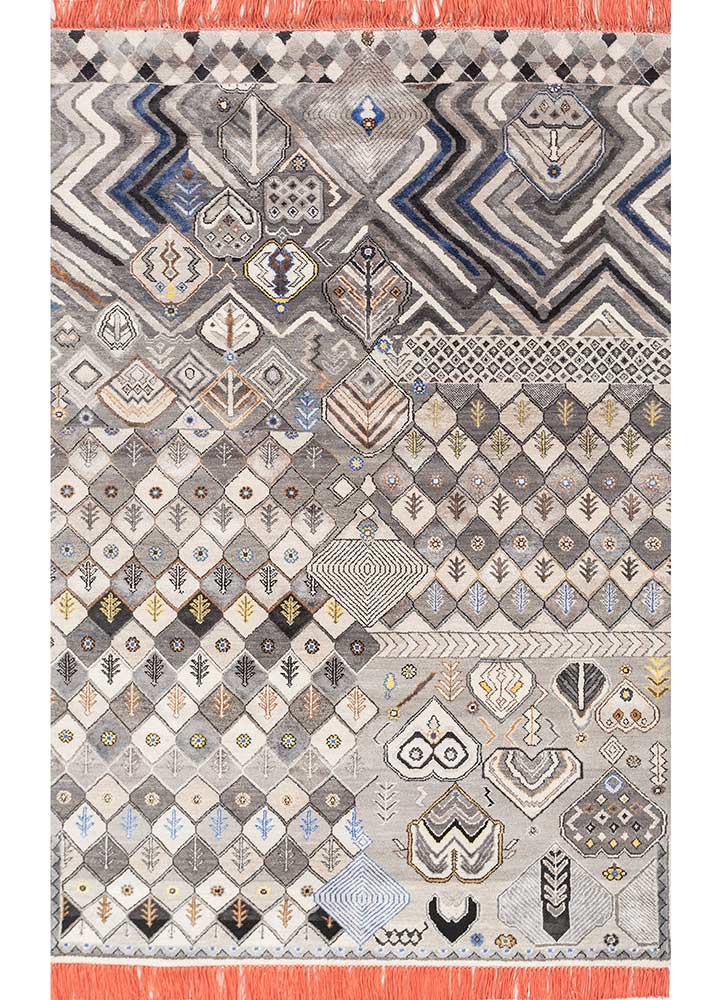 manchaha ivory wool and bamboo silk hand knotted Rug