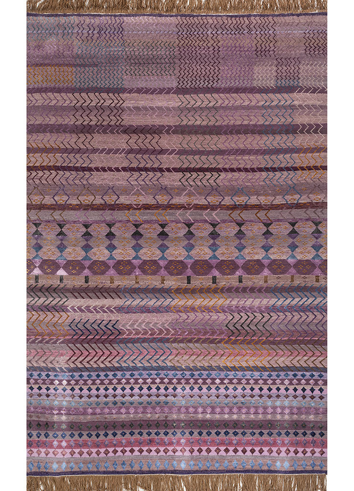 manchaha pink and purple wool and bamboo silk hand knotted Rug