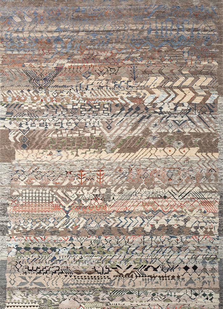 manchaha grey and black wool and bamboo silk hand knotted Rug