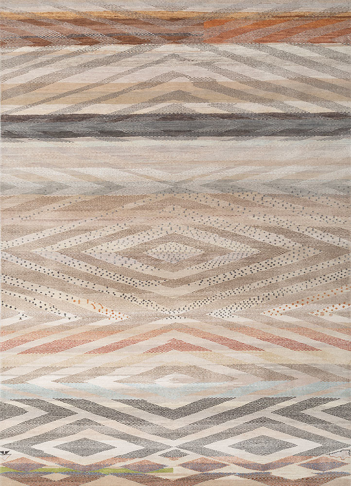 manchaha grey and black wool and bamboo silk hand knotted Rug
