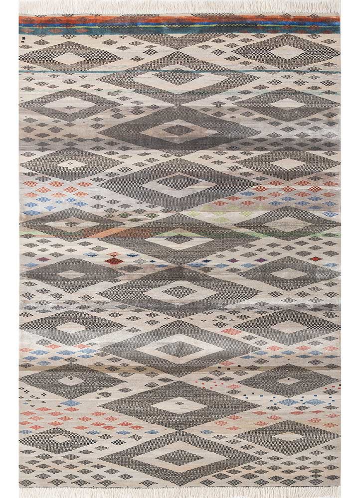 manchaha ivory wool and bamboo silk hand knotted Rug