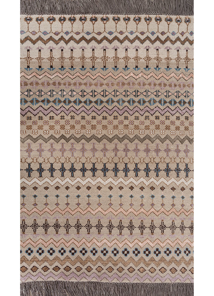 manchaha ivory wool and bamboo silk hand knotted Rug