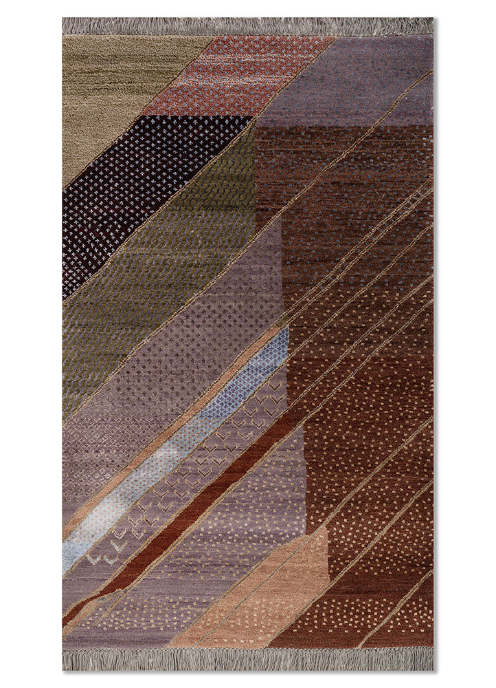 manchaha blue wool and bamboo silk hand knotted Rug