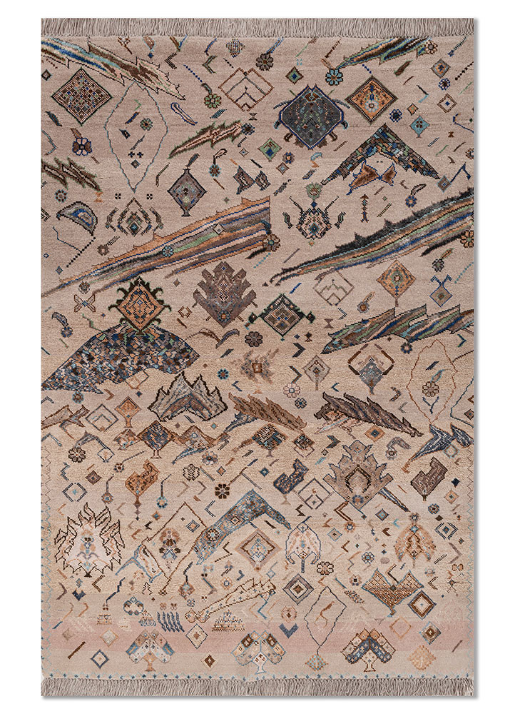 manchaha pink and purple wool and bamboo silk hand knotted Rug