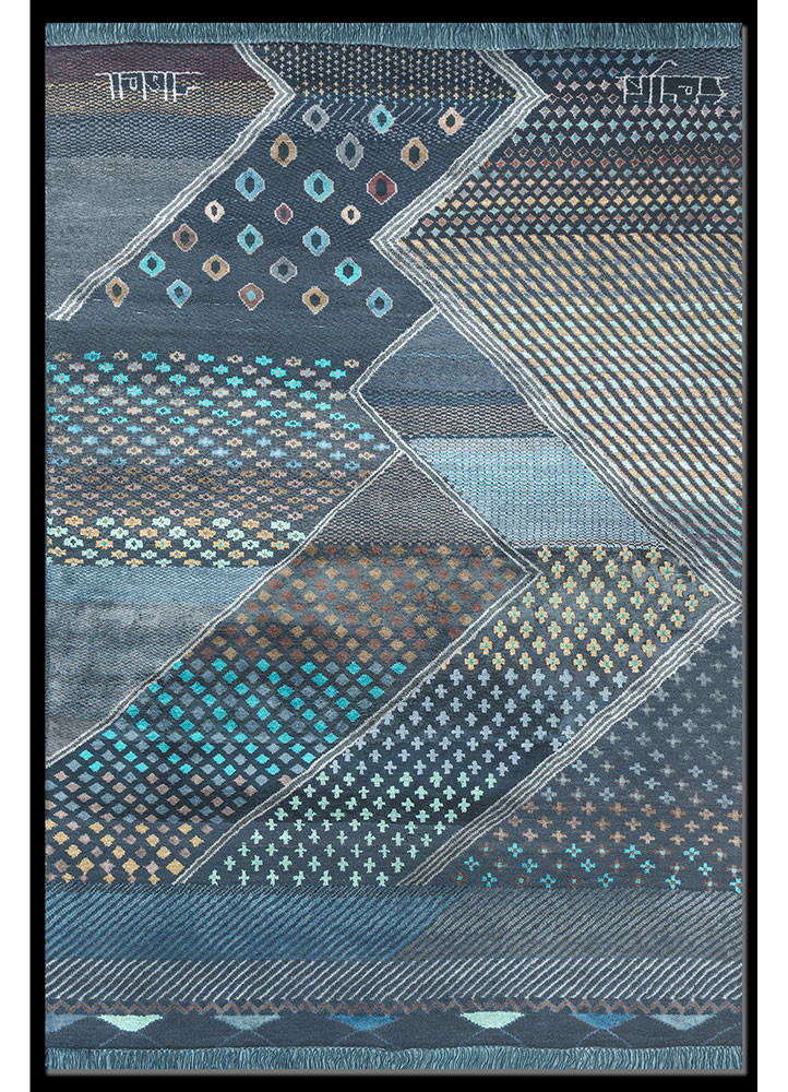 manchaha ivory wool and bamboo silk hand knotted Rug