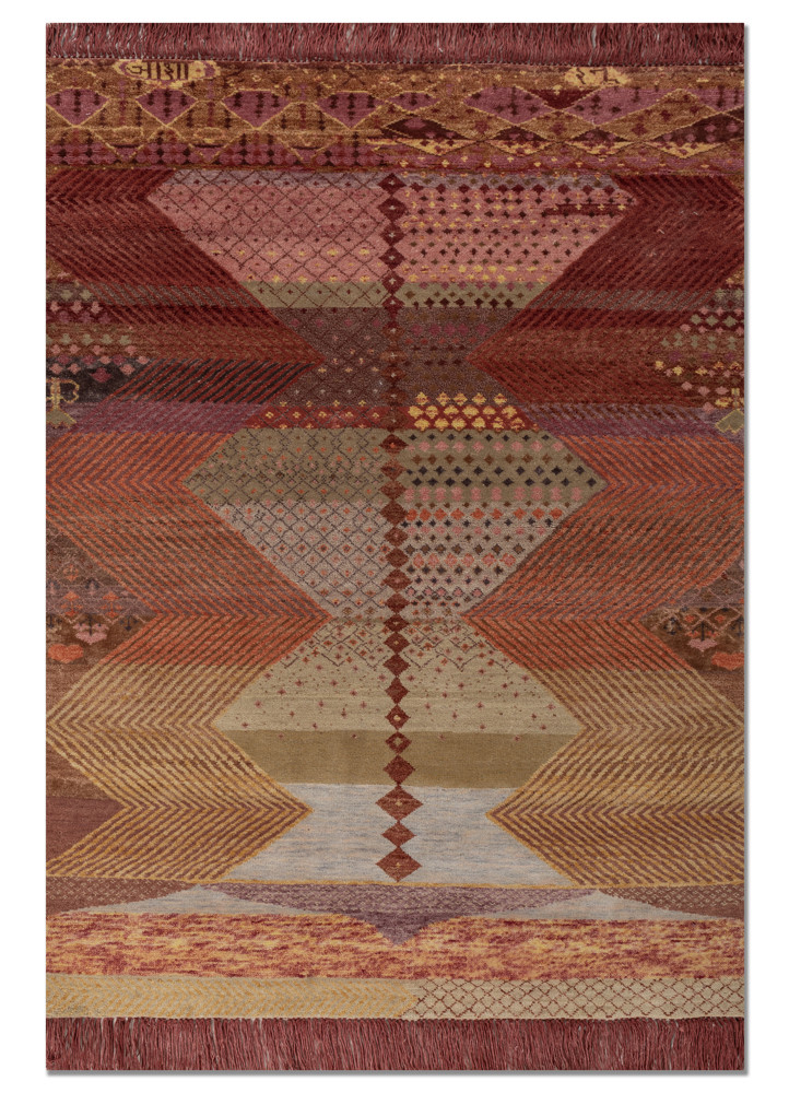 manchaha gold wool and bamboo silk hand knotted Rug