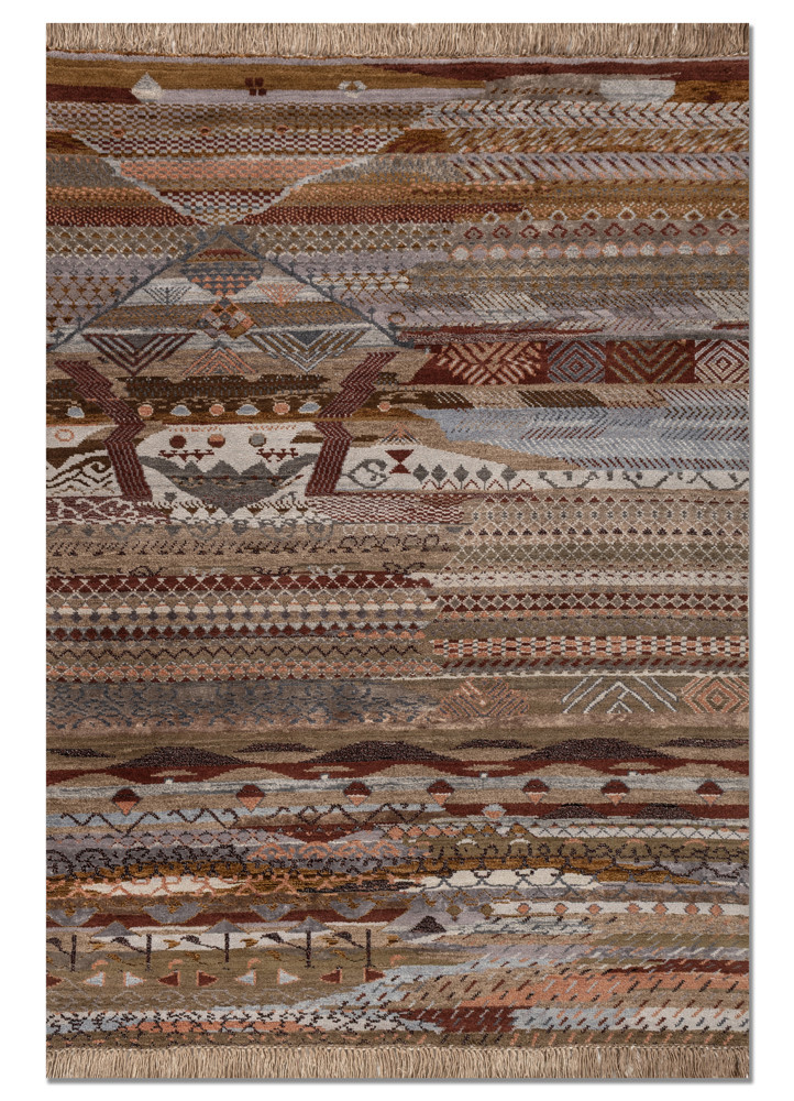 manchaha pink and purple wool and bamboo silk hand knotted Rug