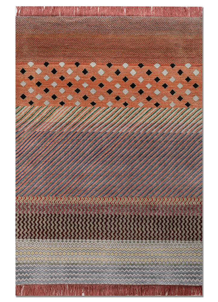 manchaha pink and purple wool and bamboo silk hand knotted Rug