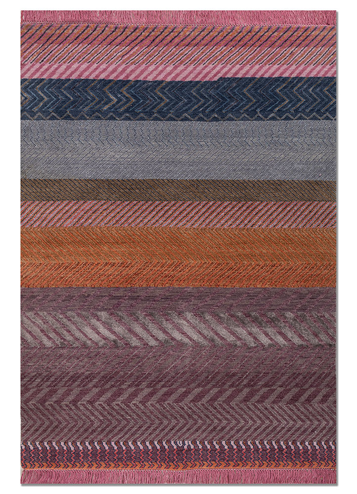 manchaha pink and purple wool and bamboo silk hand knotted Rug