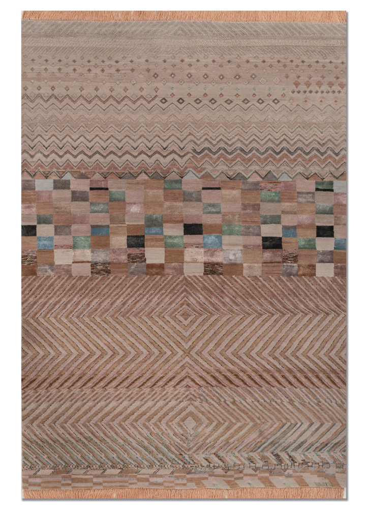 manchaha pink and purple wool and bamboo silk hand knotted Rug