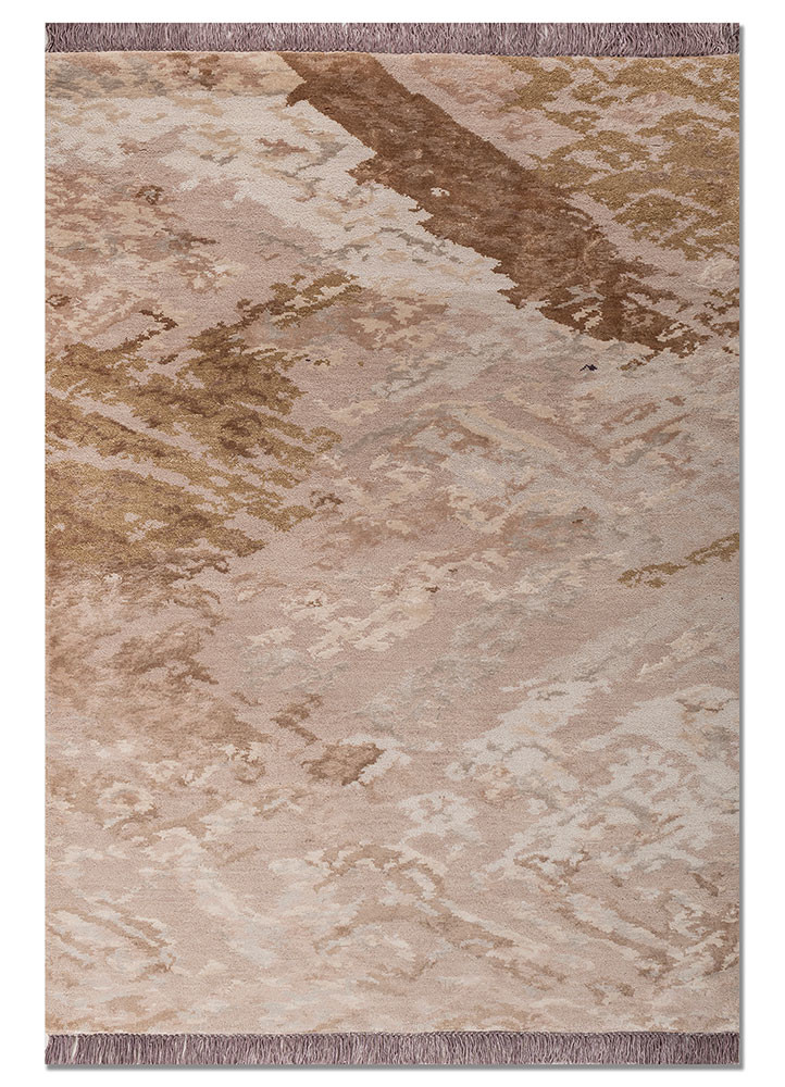 manchaha pink and purple wool and bamboo silk hand knotted Rug