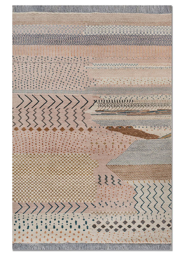 manchaha pink and purple wool and bamboo silk hand knotted Rug