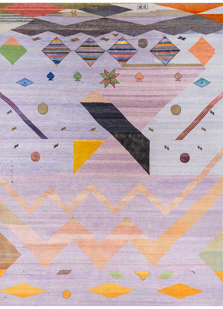 freedom manchaha pink and purple wool and bamboo silk hand knotted Rug