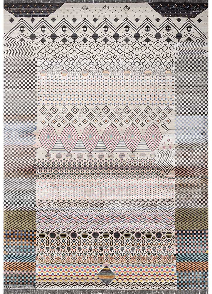 freedom manchaha grey and black wool and bamboo silk hand knotted Rug