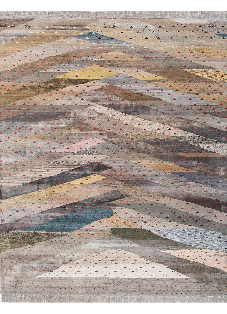 freedom manchaha beige and brown wool and bamboo silk hand knotted Rug