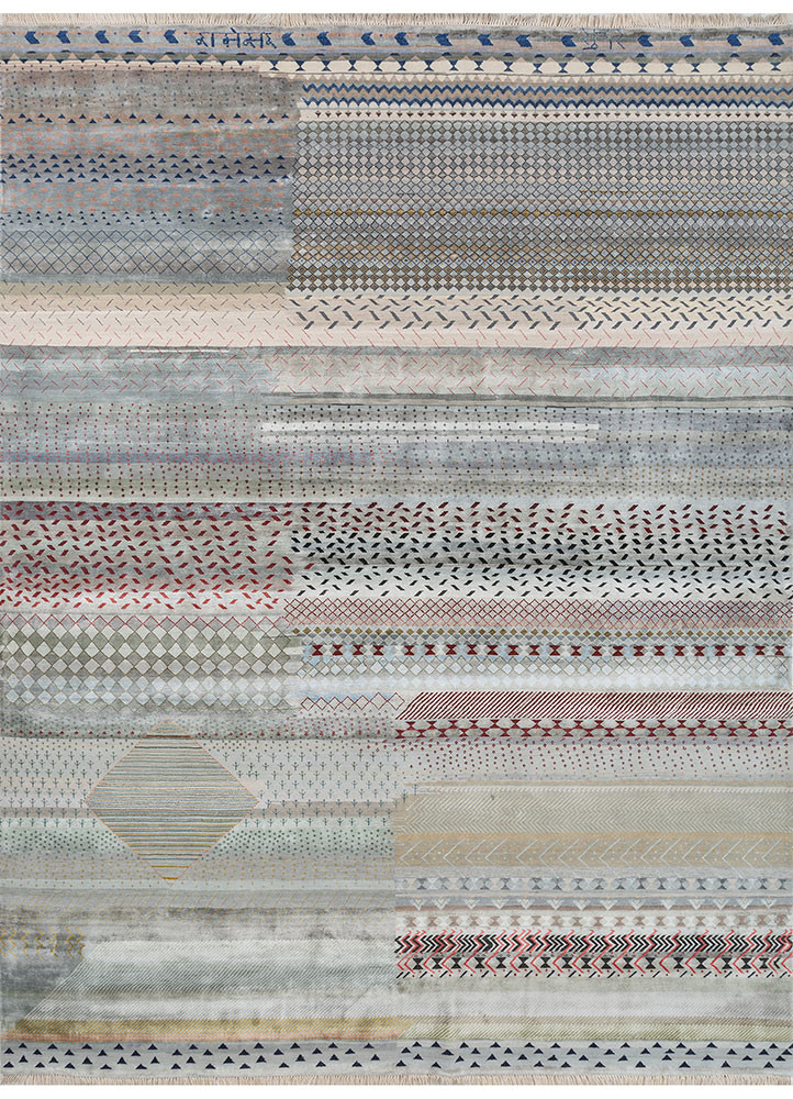 freedom manchaha blue wool and bamboo silk hand knotted Rug
