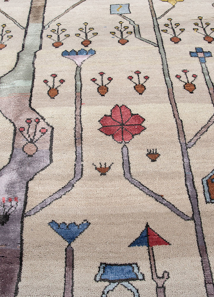 freedom manchaha ivory wool and bamboo silk hand knotted Rug