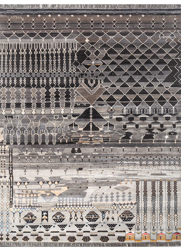 freedom manchaha blue wool and bamboo silk hand knotted Rug