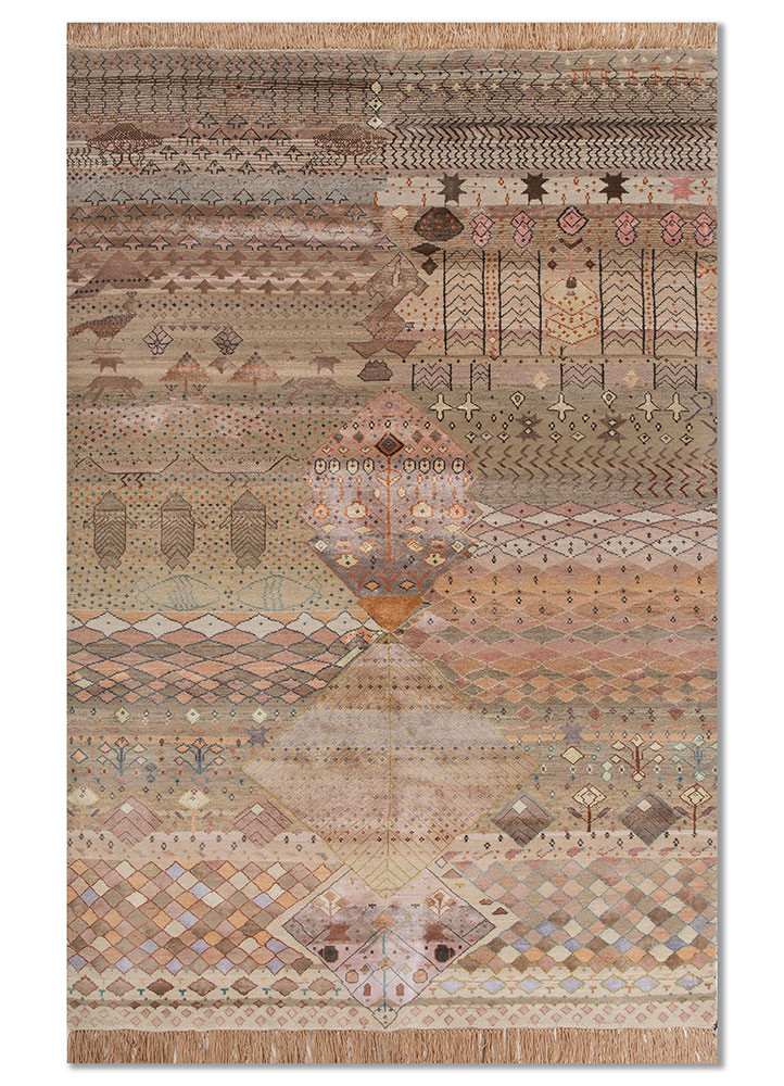 freedom manchaha pink and purple wool and bamboo silk hand knotted Rug