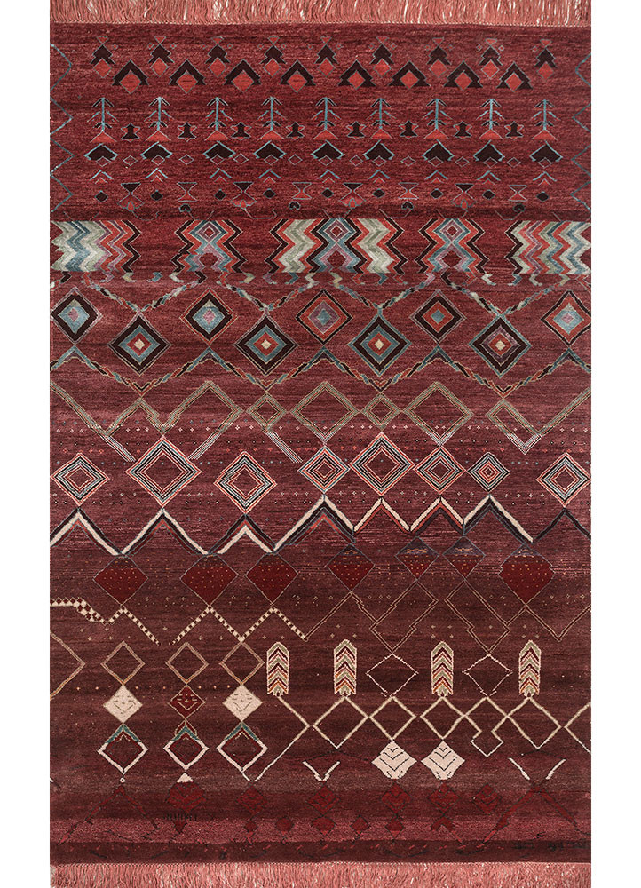 freedom manchaha red and orange wool and bamboo silk hand knotted Rug
