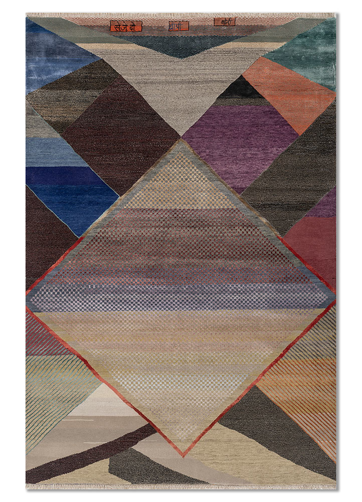 freedom manchaha green wool and bamboo silk hand knotted Rug