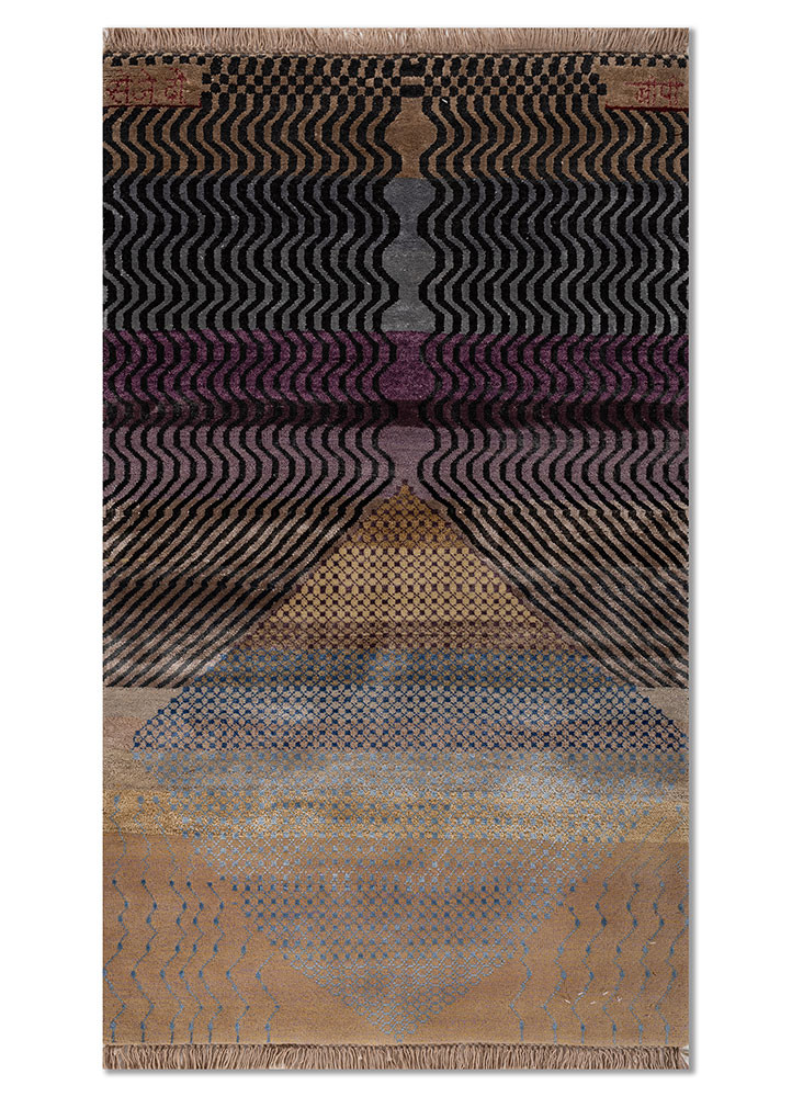 freedom manchaha gold wool and bamboo silk hand knotted Rug