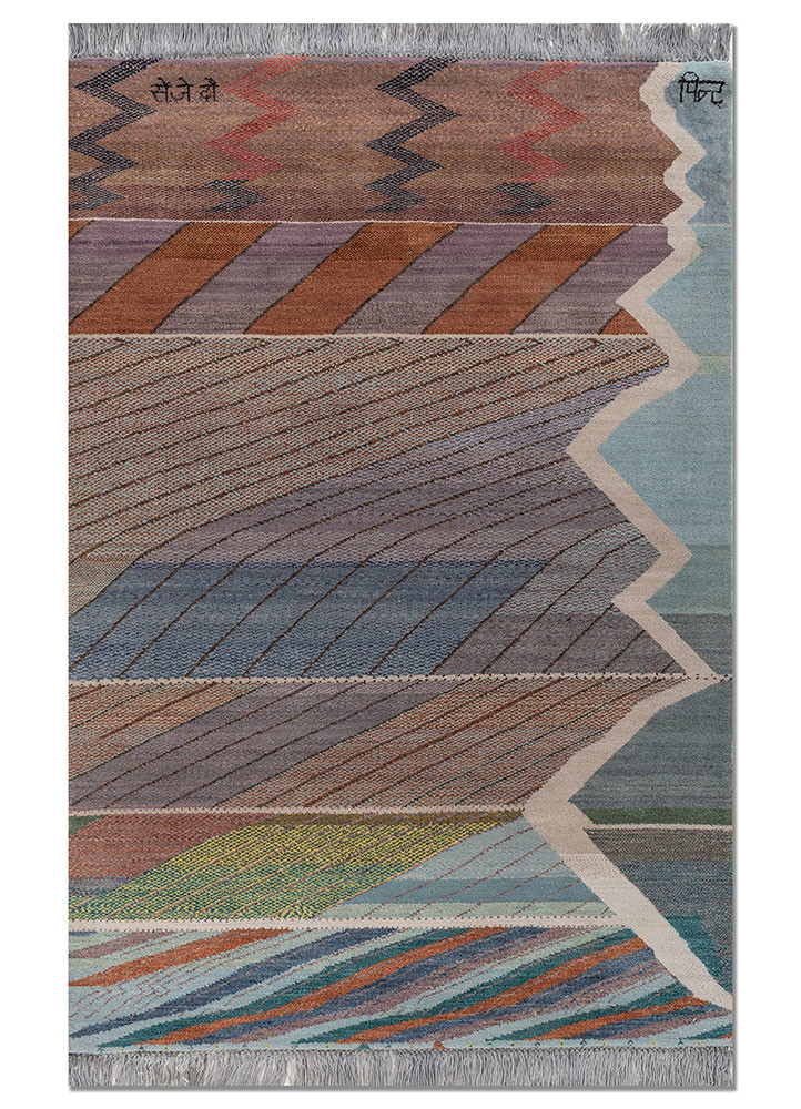 freedom manchaha pink and purple wool and bamboo silk hand knotted Rug
