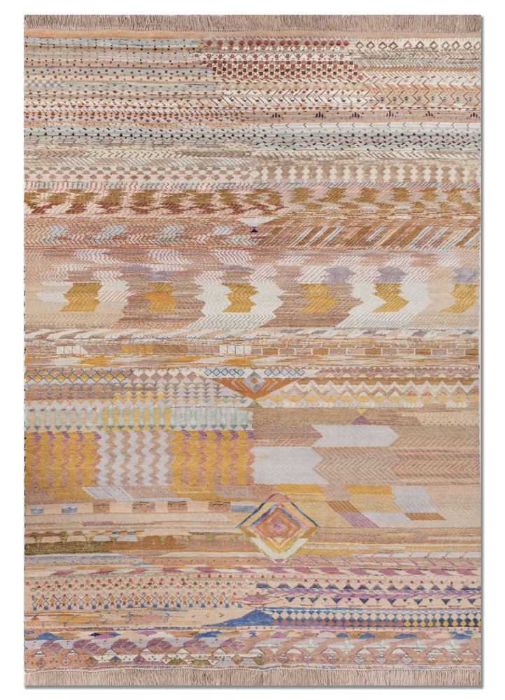 freedom manchaha ivory wool and bamboo silk hand knotted Rug