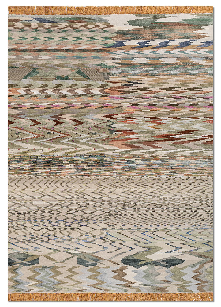 freedom manchaha green wool and bamboo silk hand knotted Rug