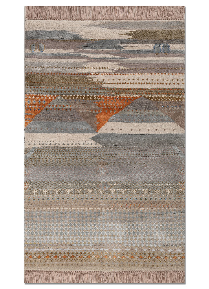freedom manchaha ivory wool and bamboo silk hand knotted Rug