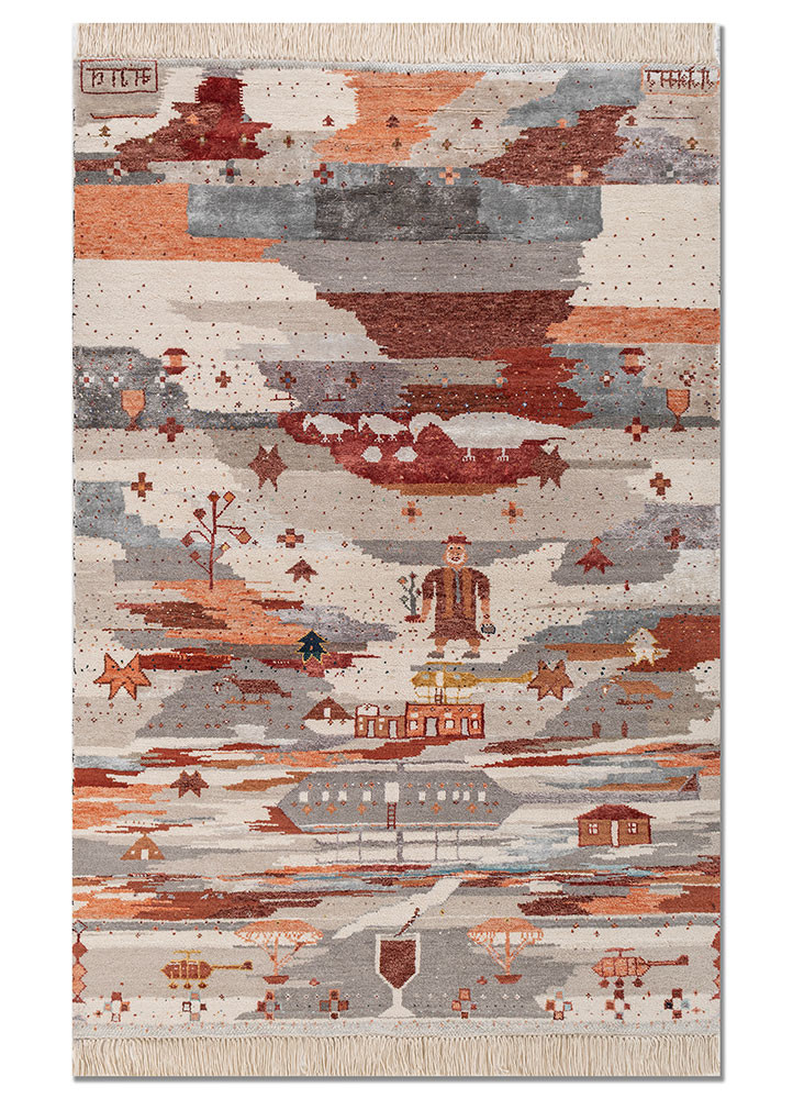 freedom manchaha ivory wool and bamboo silk hand knotted Rug