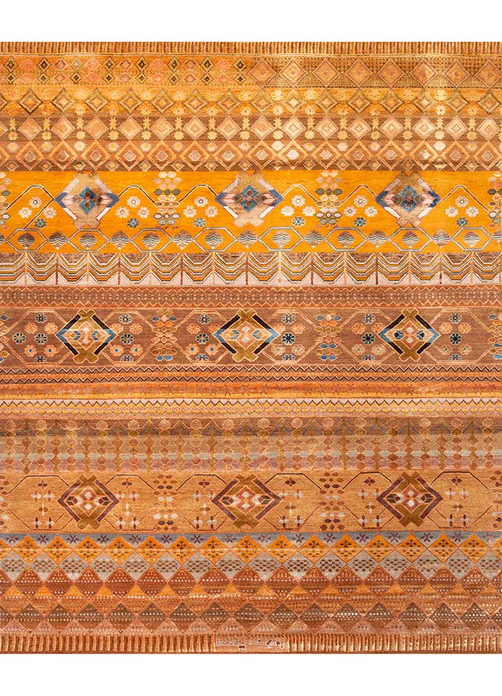 manchaha red and orange wool and bamboo silk hand knotted Rug