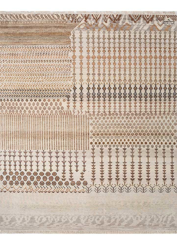 manchaha ivory wool hand knotted Rug