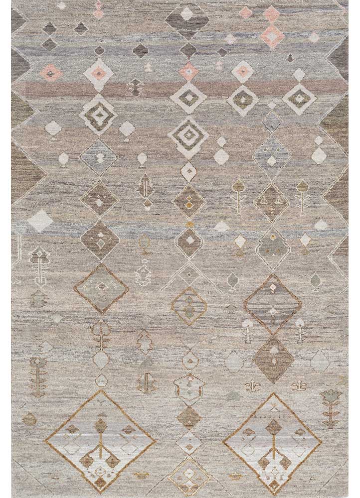 manchaha grey and black wool and silk hand knotted Rug
