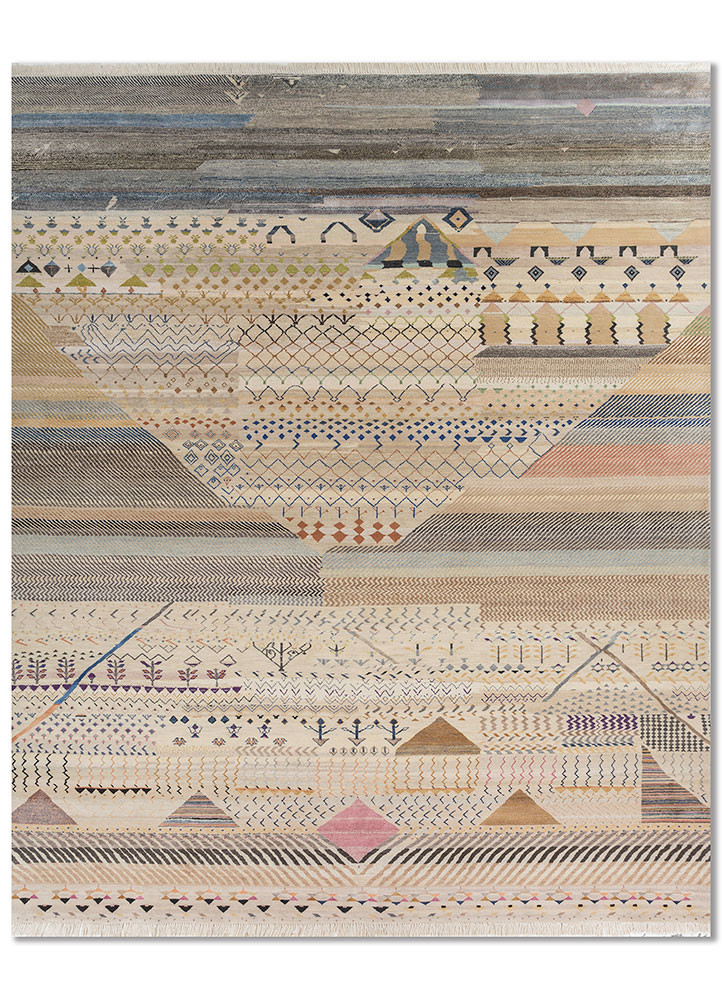freedom manchaha ivory wool and silk hand knotted Rug