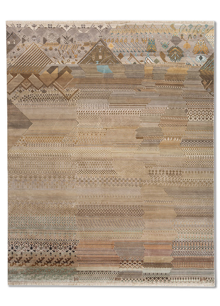 manchaha ivory silk hand knotted Rug