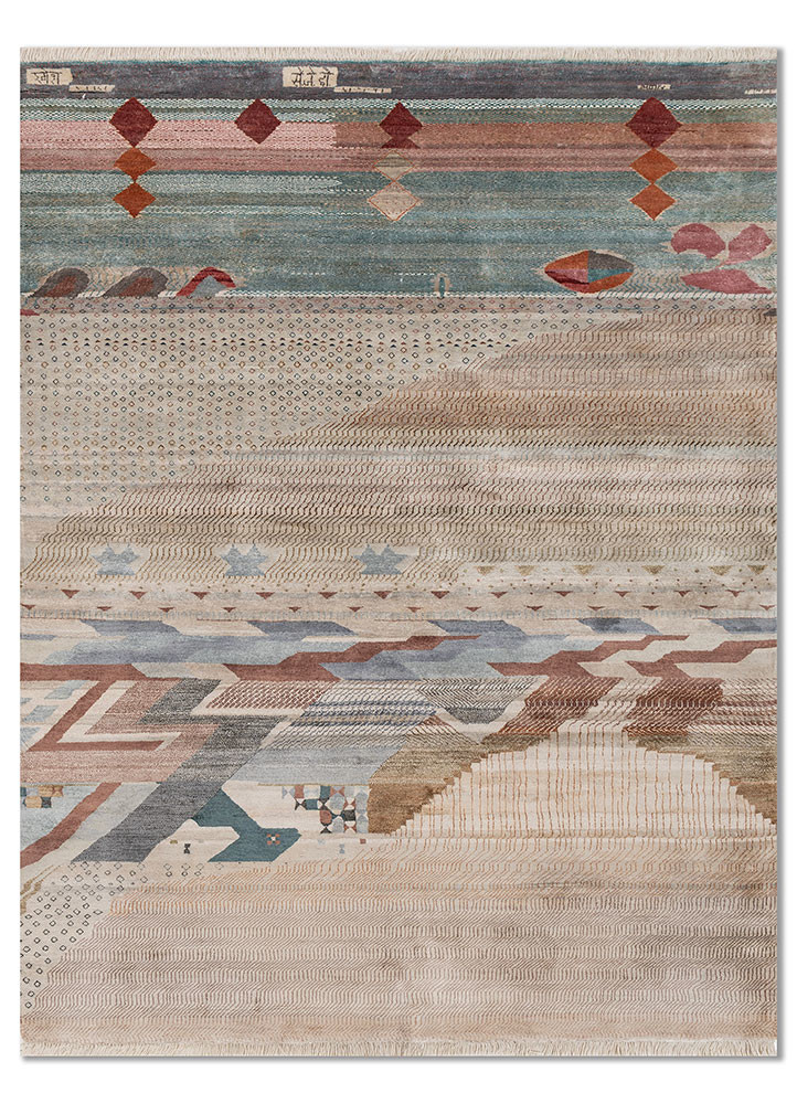 freedom manchaha ivory silk hand knotted Rug