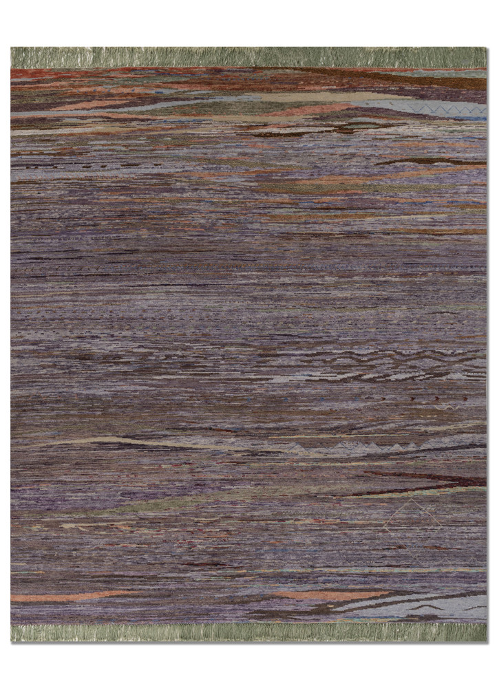 kavi x manchaha pink and purple wool hand knotted Rug