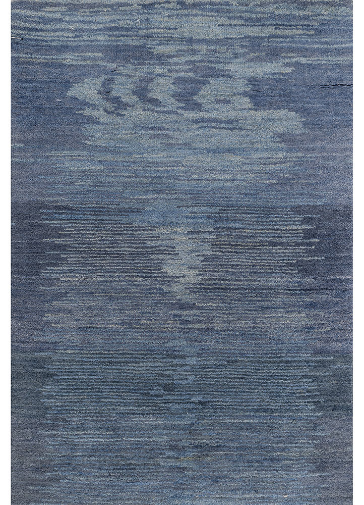 kavi x manchaha blue wool hand knotted Rug